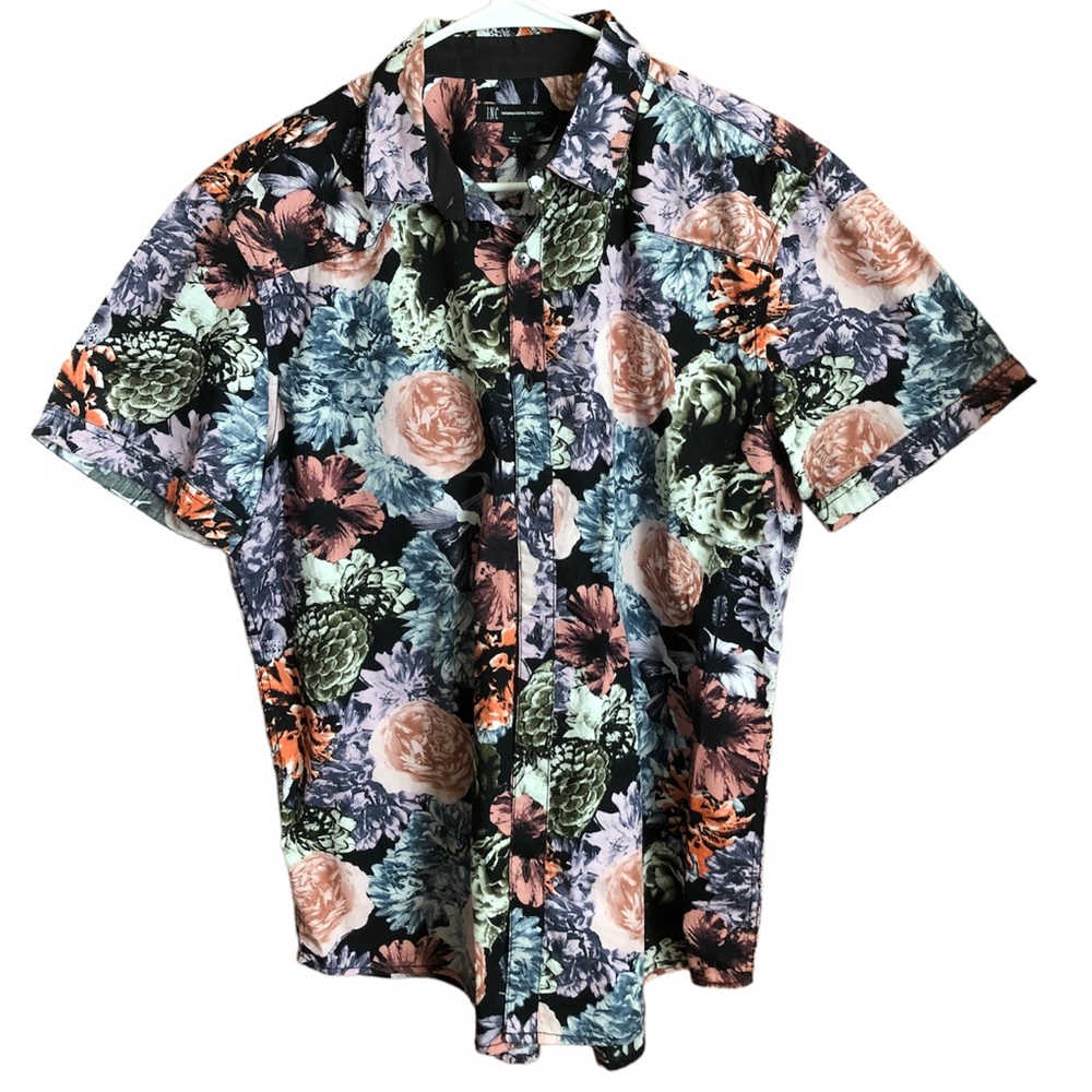 INC Floral Casual Button Down Shirt L